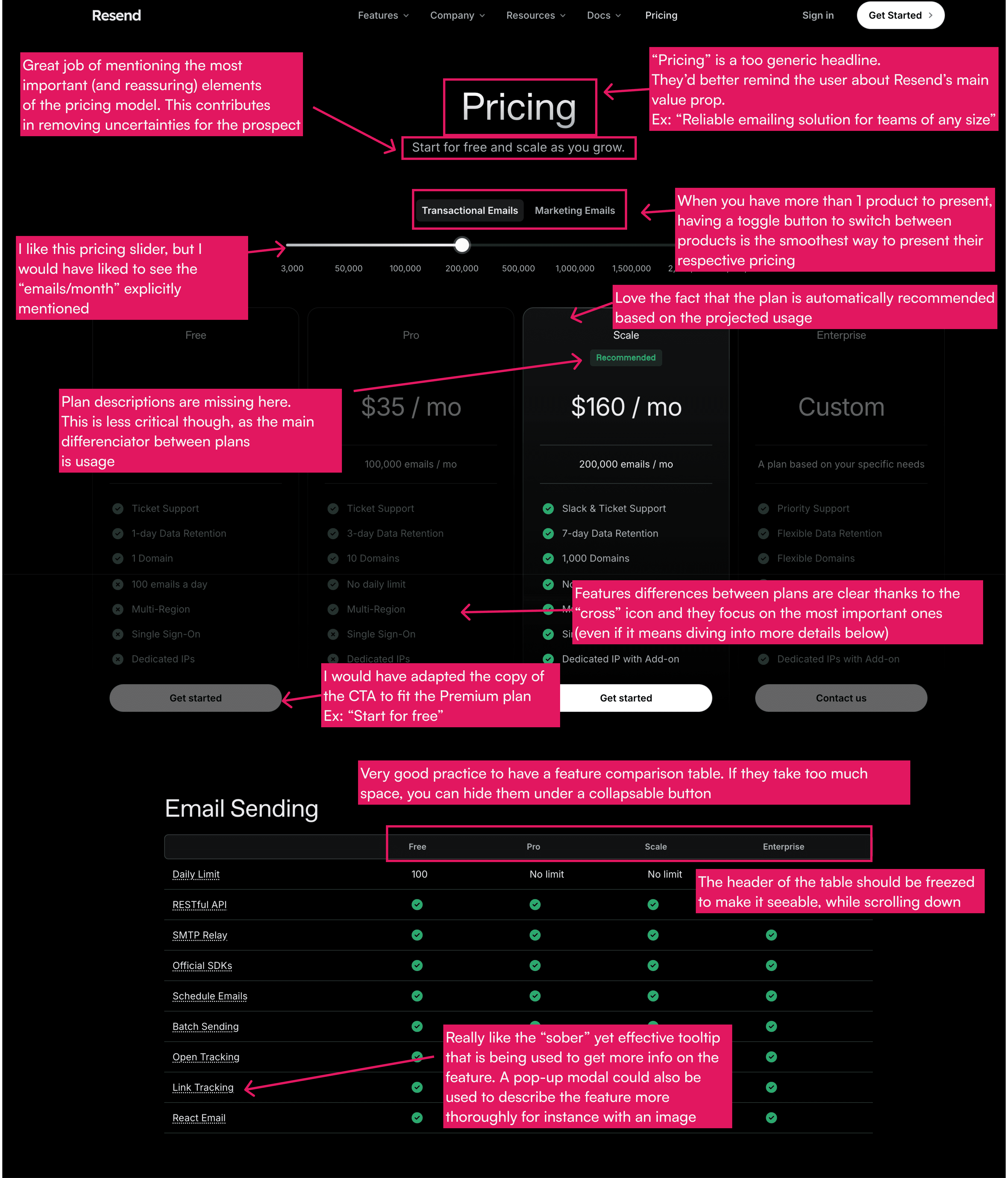 Resend's pricing page thumbnail