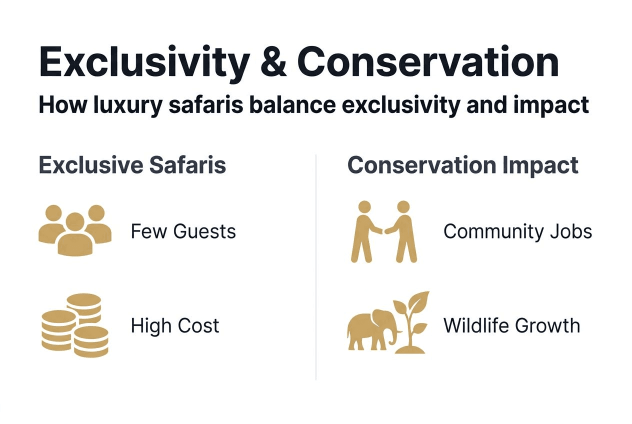 Infographic on luxury safari exclusivity and conservation