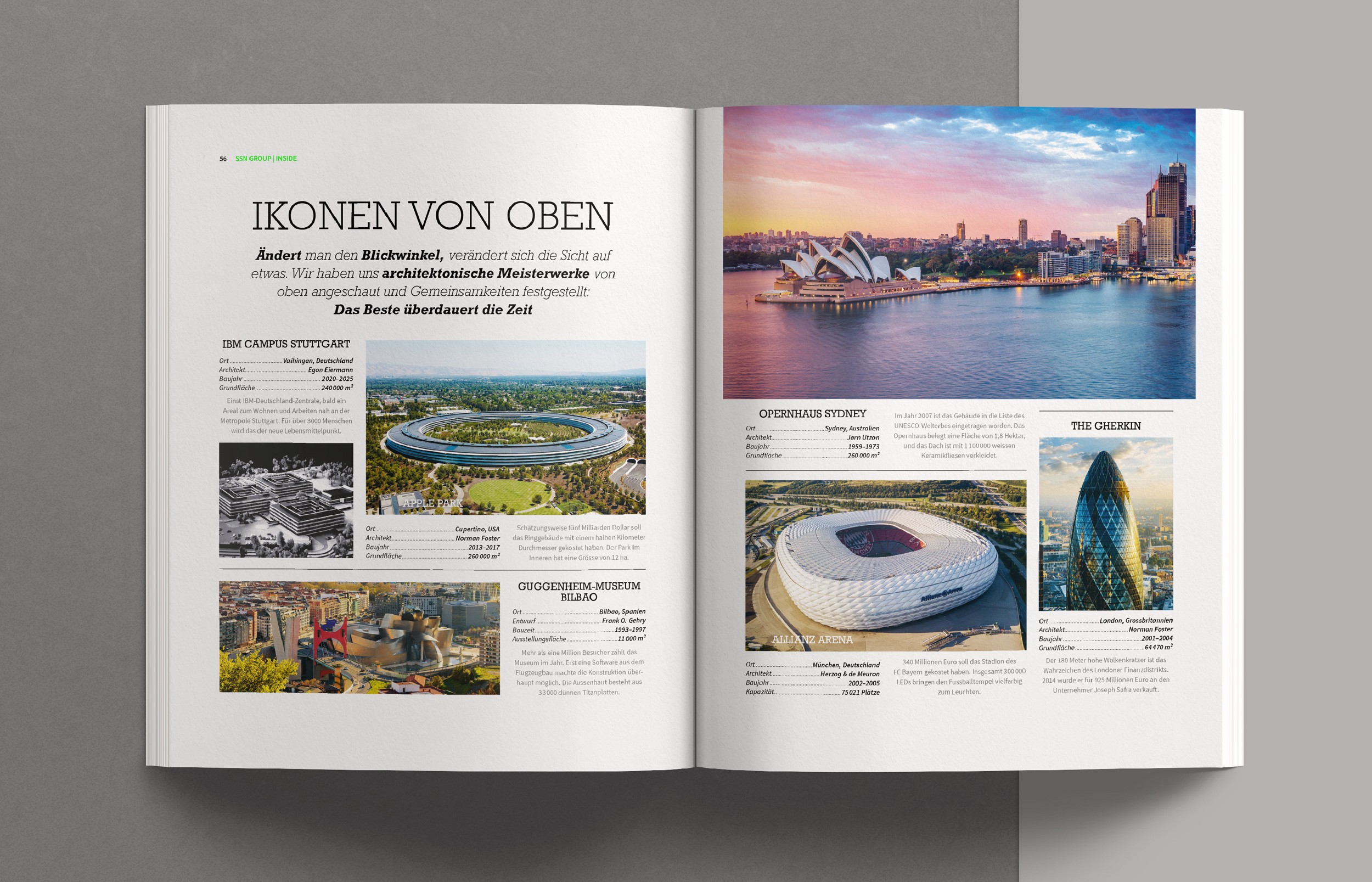 Editorial Design für das Magazin INSIDE – präzise Raster, klare Bildsprache und typografische Balance