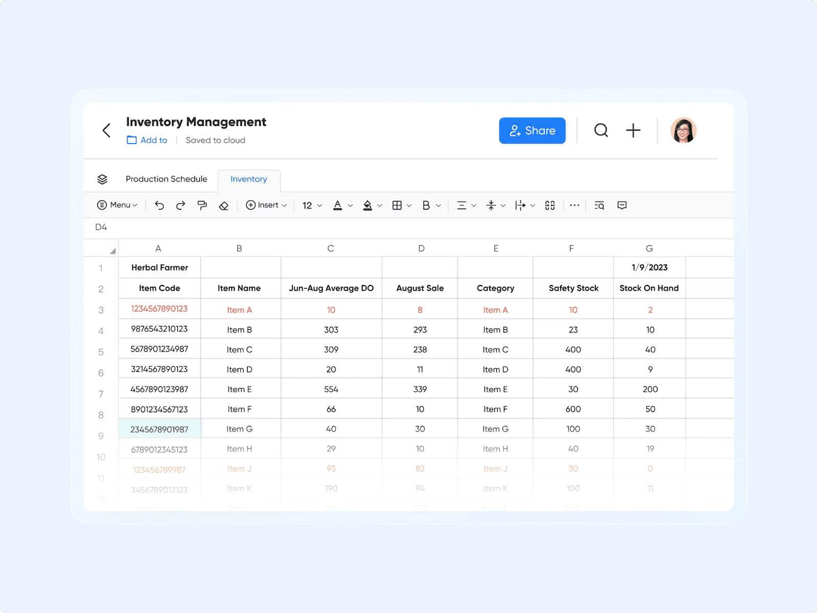 Real-time inventory management with Lark Base
