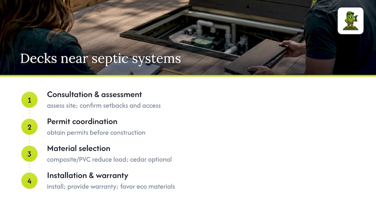 How Cactus Decking approaches decks near septic systems — overview diagram