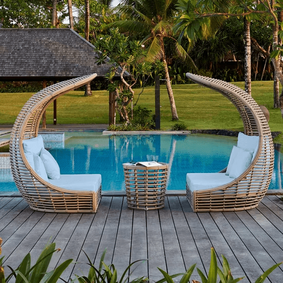 Outdoor lounge chair from rattan