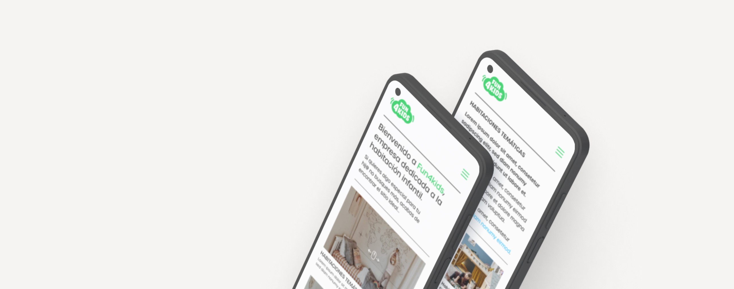 Mockup de dos smartphones mostrando distintas pantallas de la versión mobile