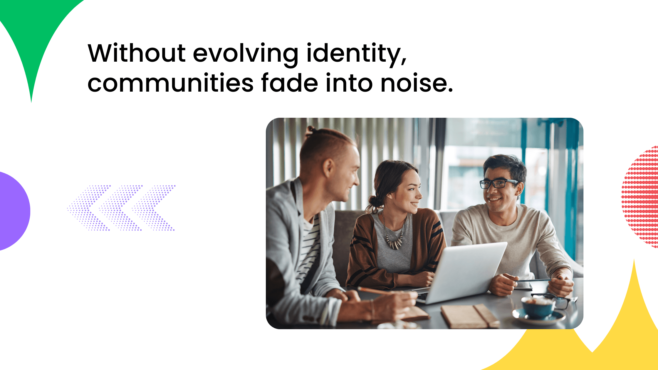 Coaches collaborating over laptop - without shared identity, coaching communities lose focus and engagement.