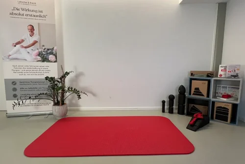 Therapieraum mit Übungsmatte im Liebscher & Bracht Gesundheitszentrum Mettmenstetten – Engpassdehnungen und Faszienübungen