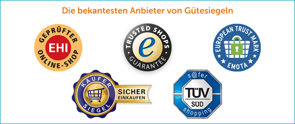die bekanntesten Anbieter von Gütesiegeln - Logos