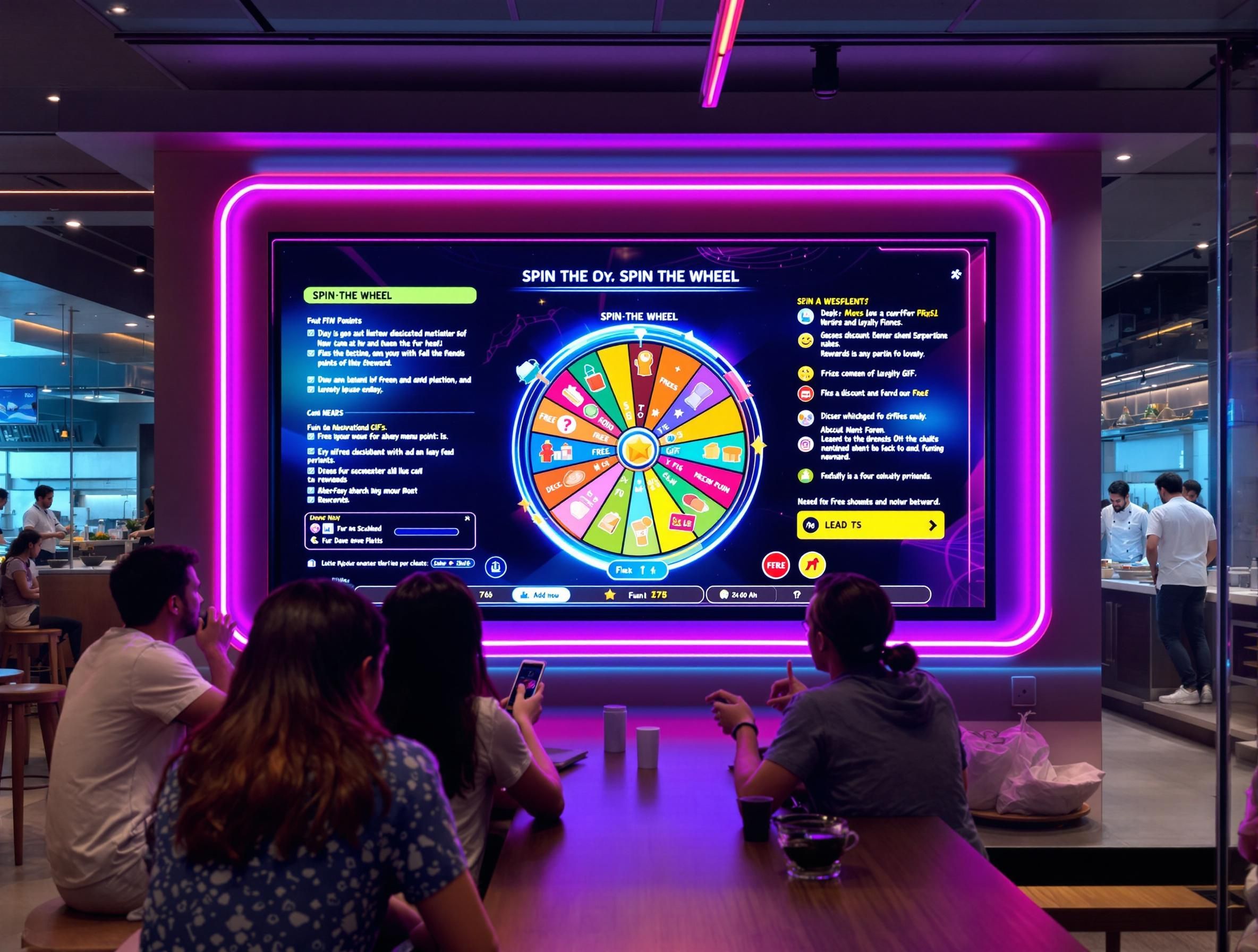 Modern restaurant using digital displays for entertainment