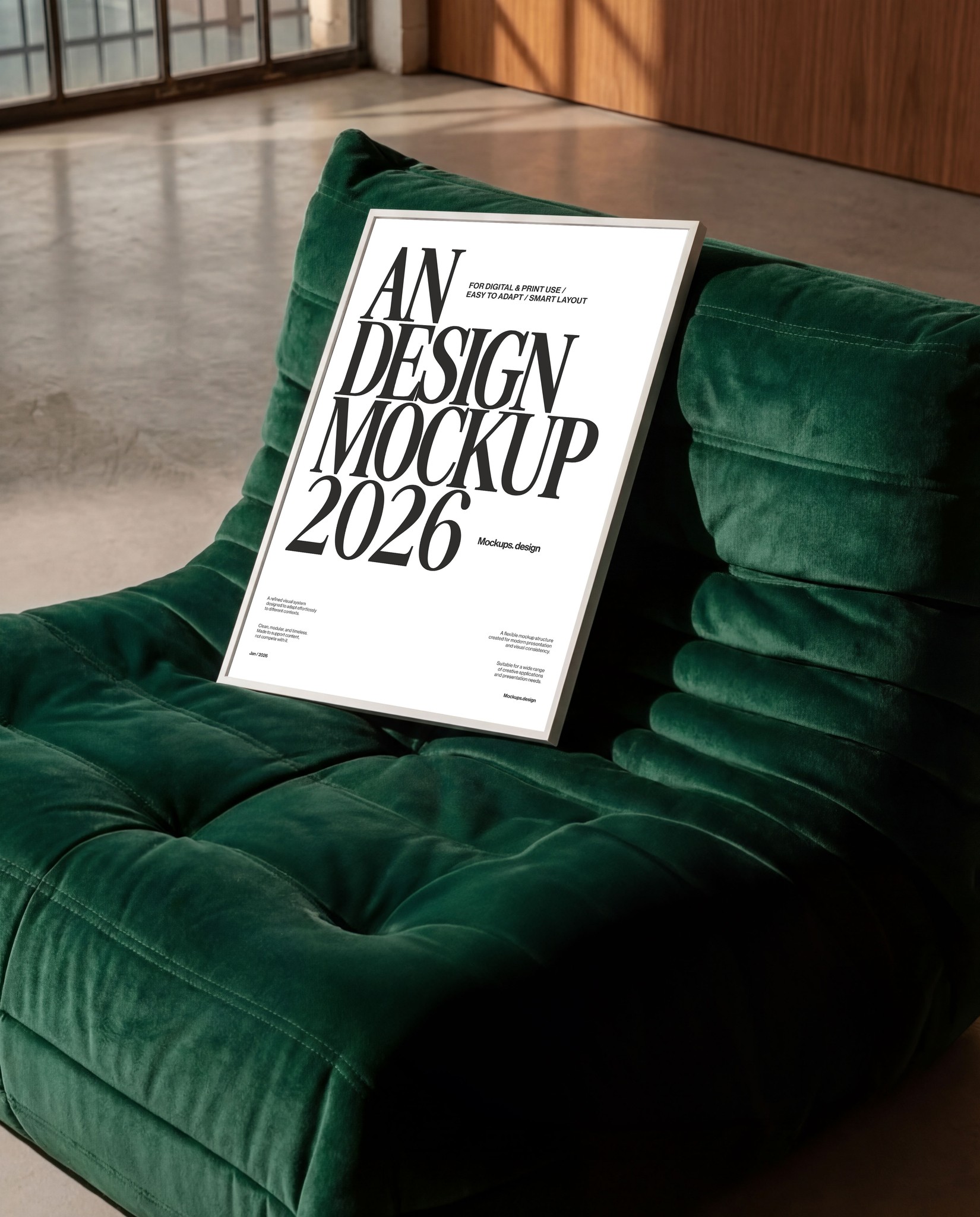 Poster mockup in office setting, professional presentation