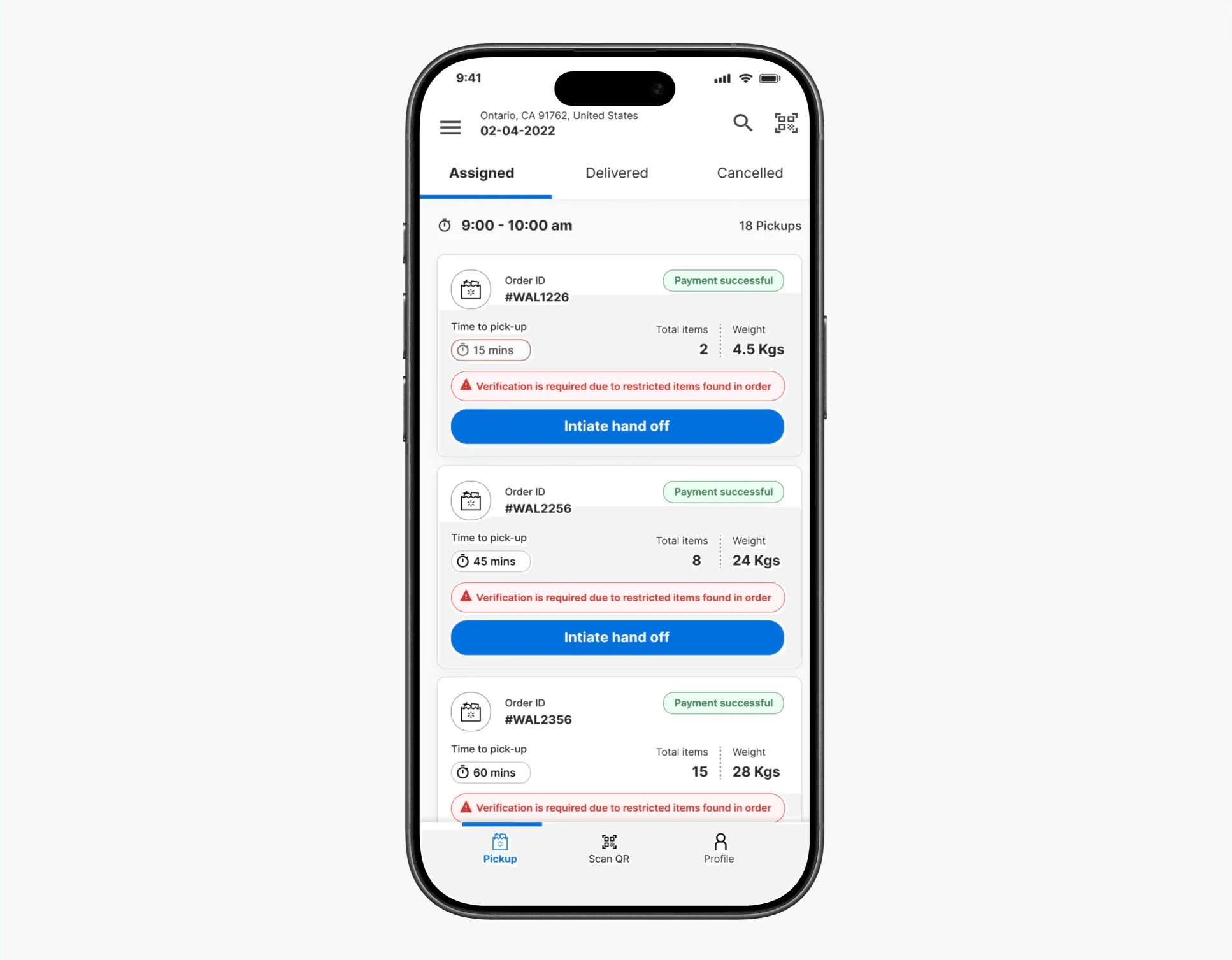 Distant shot of a wet man walking sideways in rain.