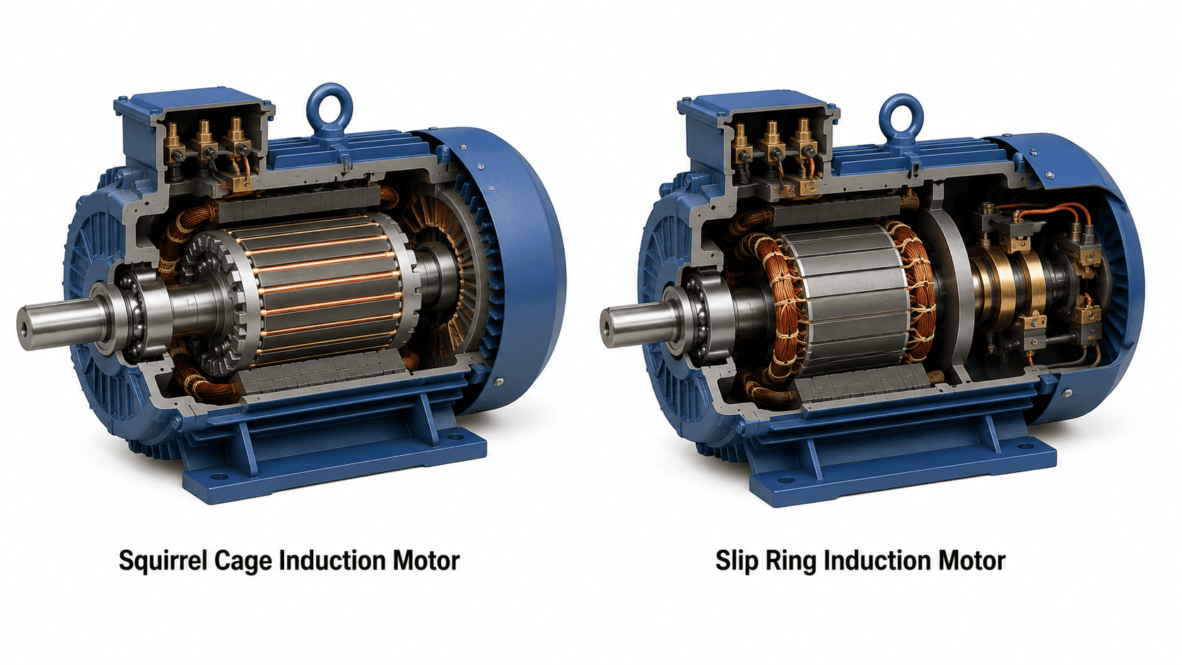 difference between squirrel cage induction motor and slip ring induction motor
