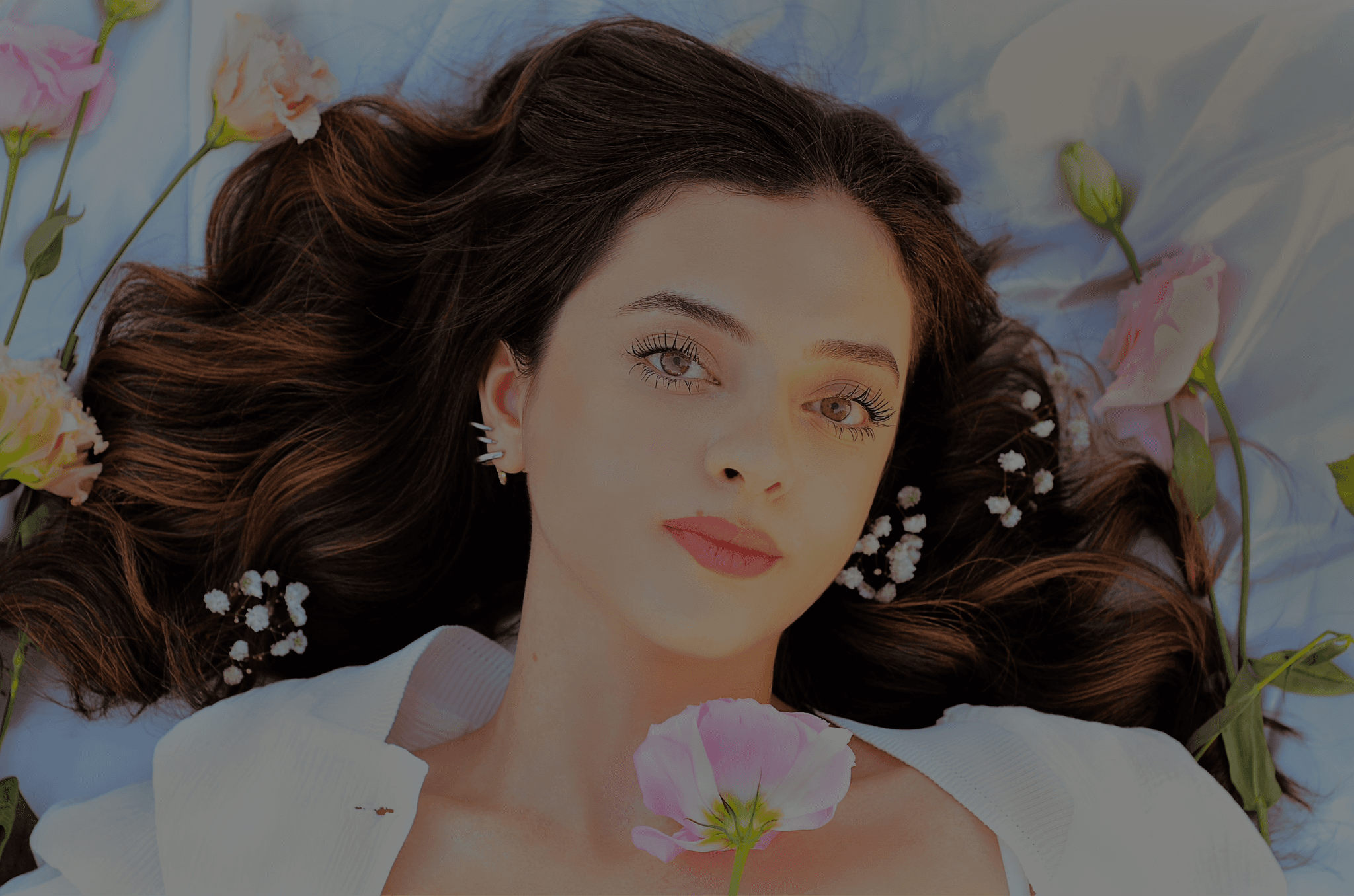 beautiful makup brown hair model