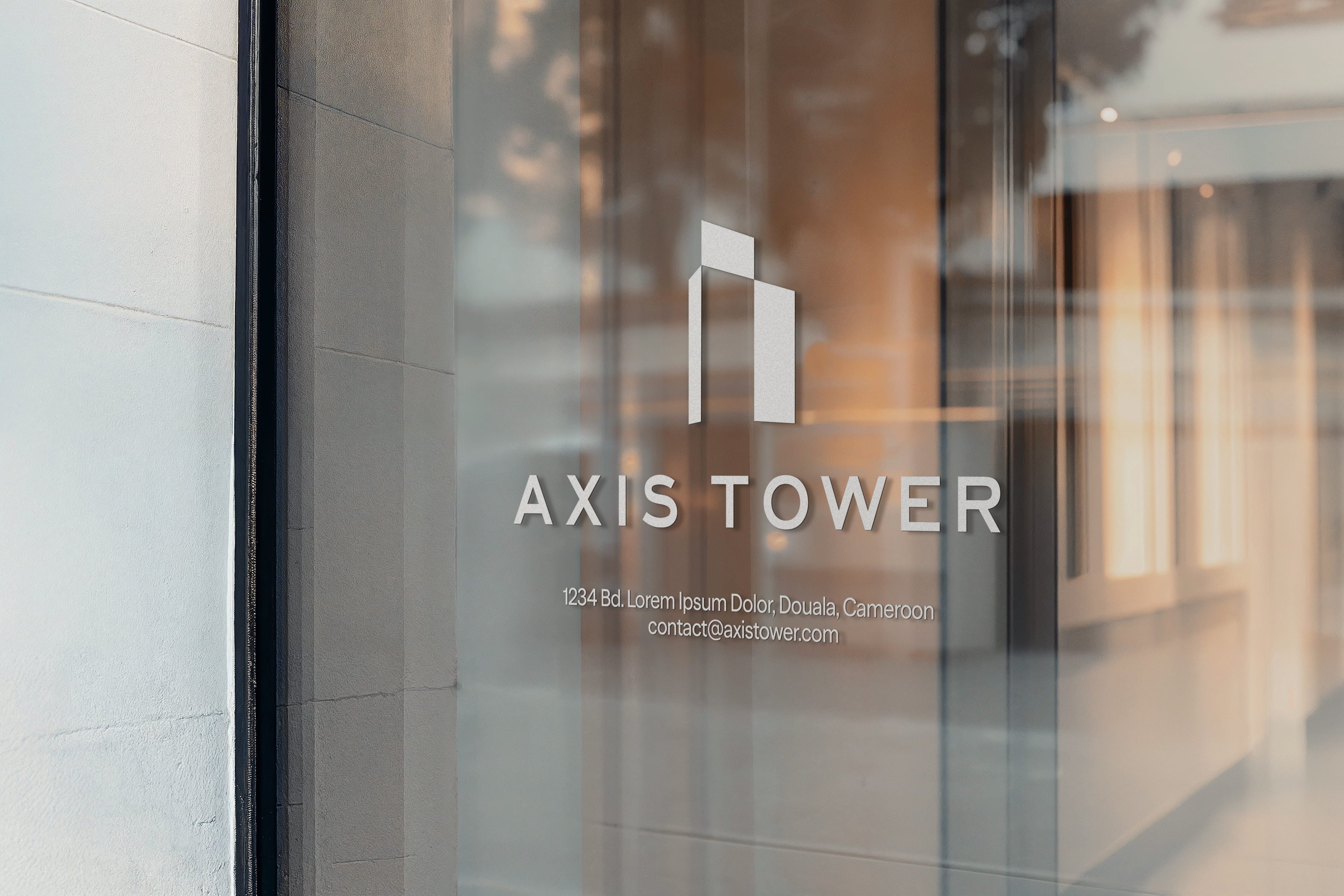 Branding, sticker design and visual identity design for premium, luxury office building in Douala, Cameroon