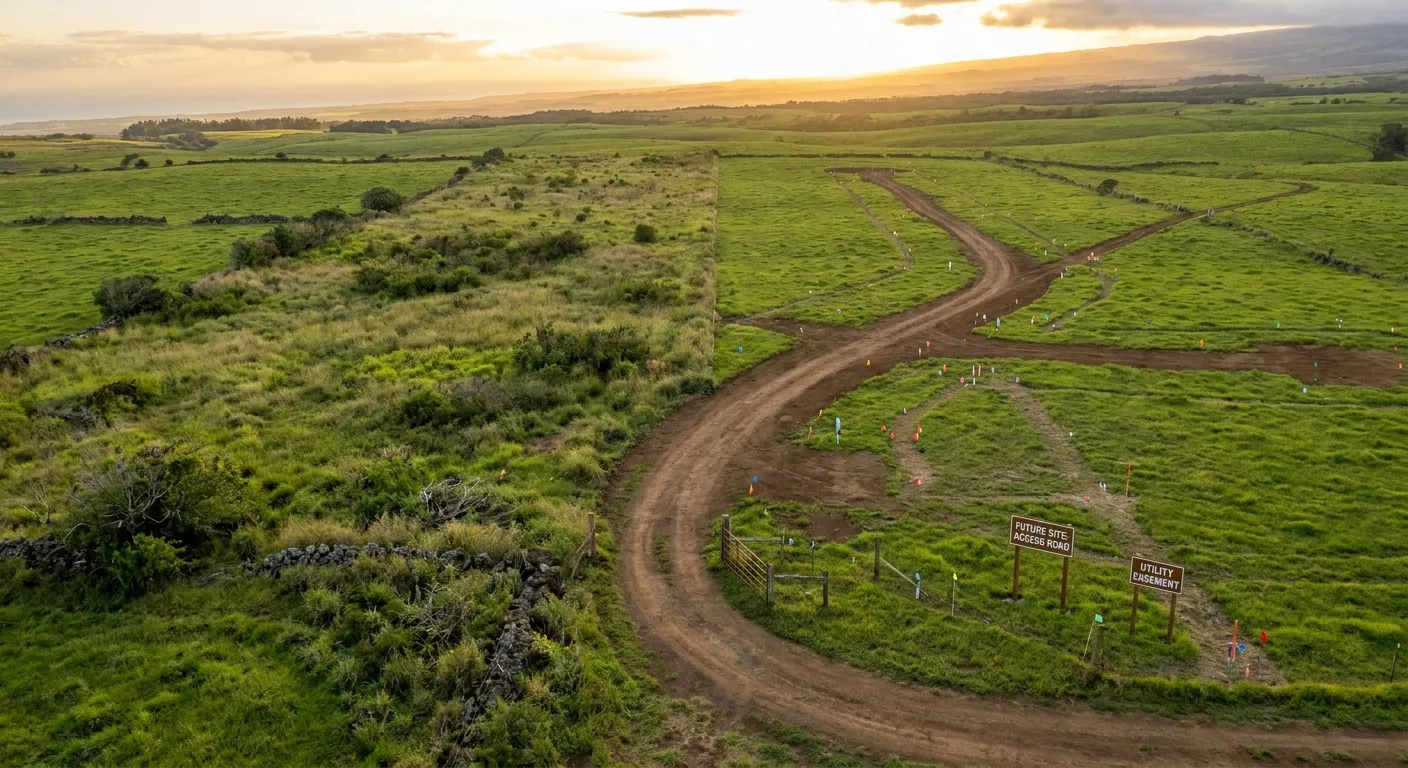 Green landscape with dirt roads, sunset. RockN' Socials Digital Marketing Agency.