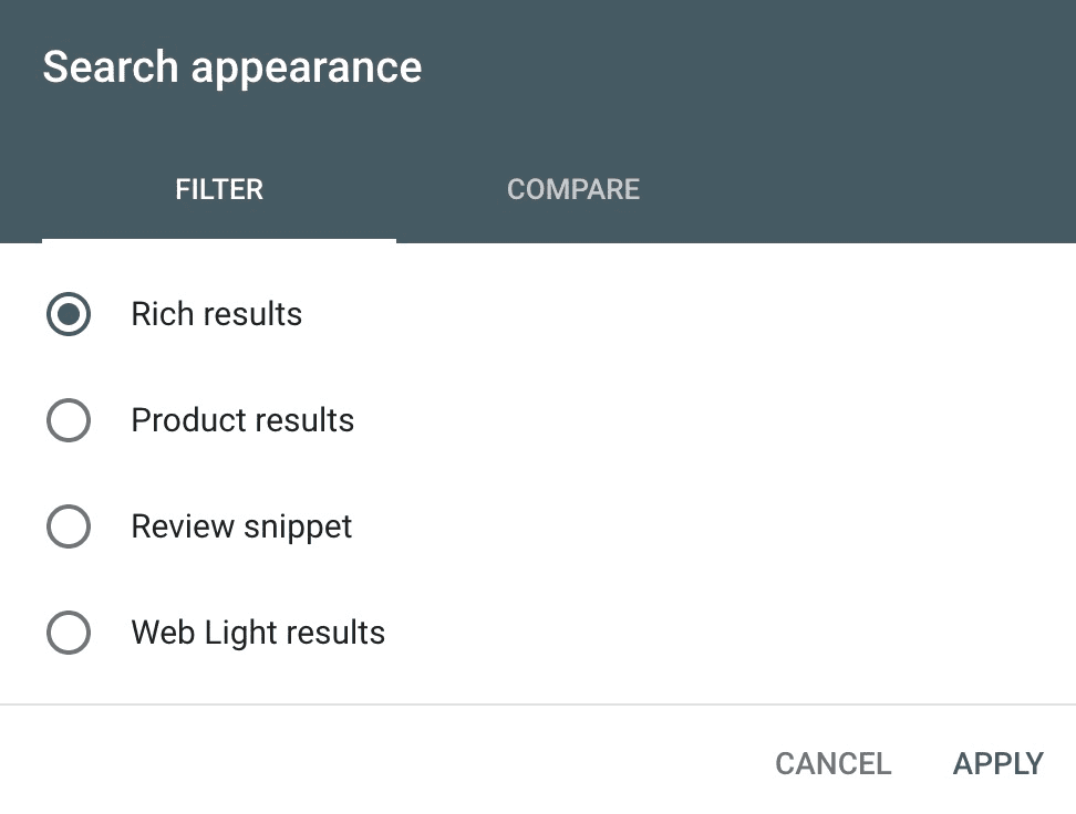 rich-snippets-google-search-console-search-appearance-filter
