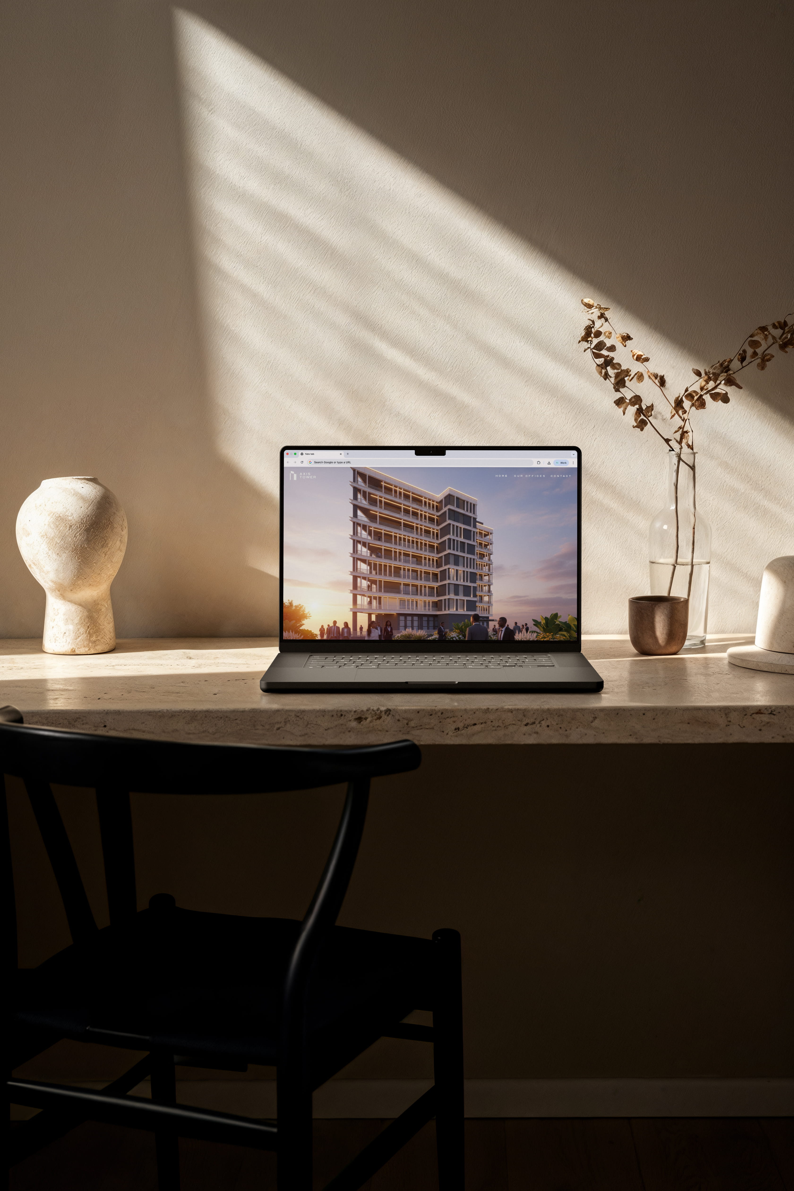 Branding, website design and visual identity design for premium, luxury office building in Douala, Cameroon