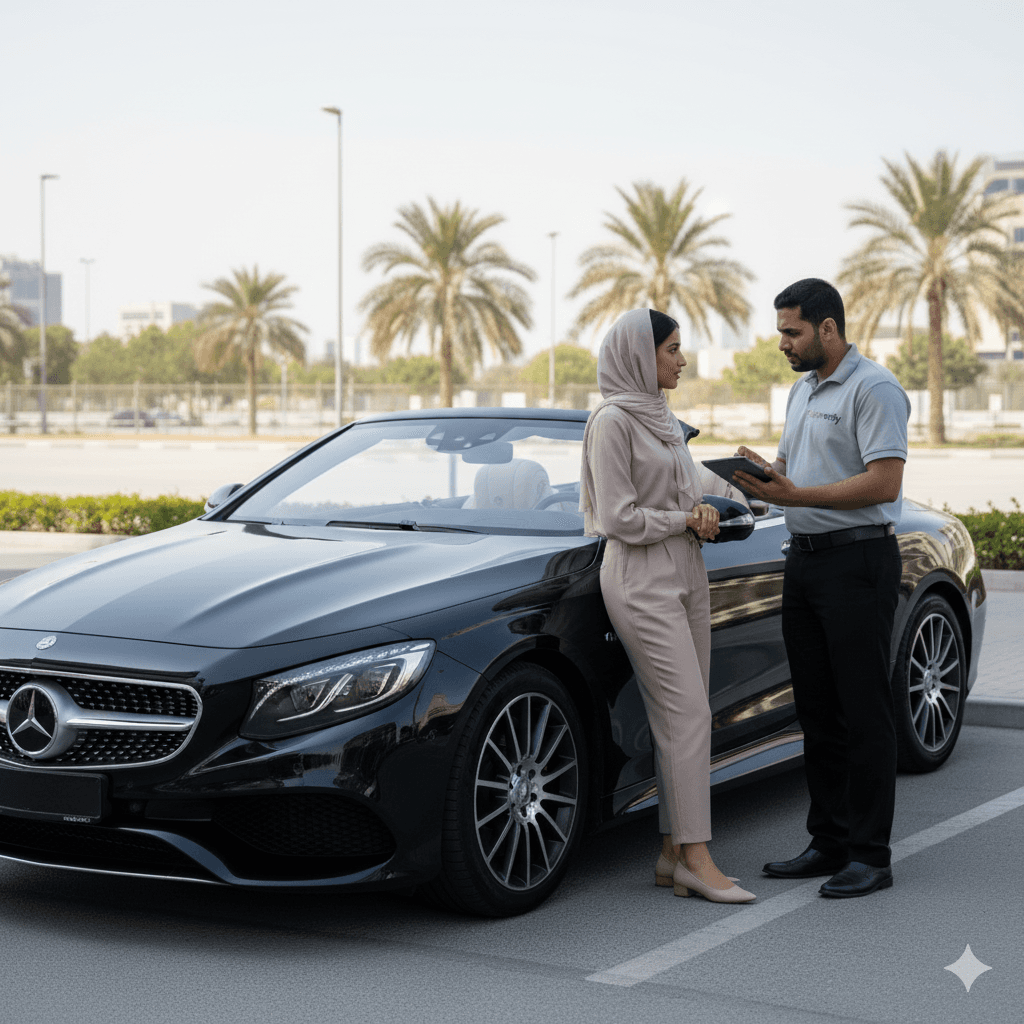 inspector explaining inspection report to customer