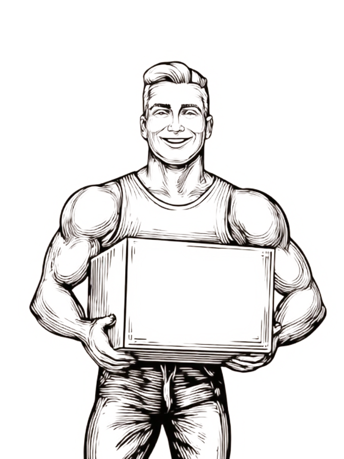 mover holding boxes drawing