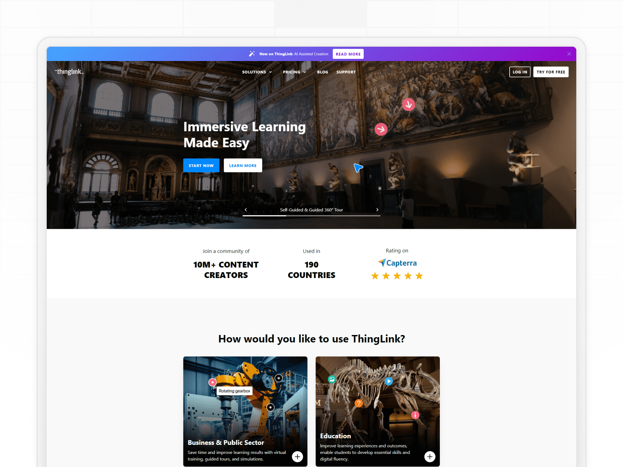 thinklink immersive experiences and interactive content homepage