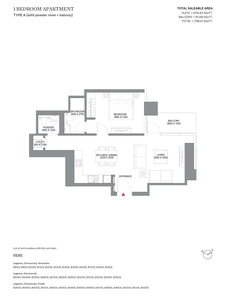 Floor Plan - 1 Bedroom Apartment