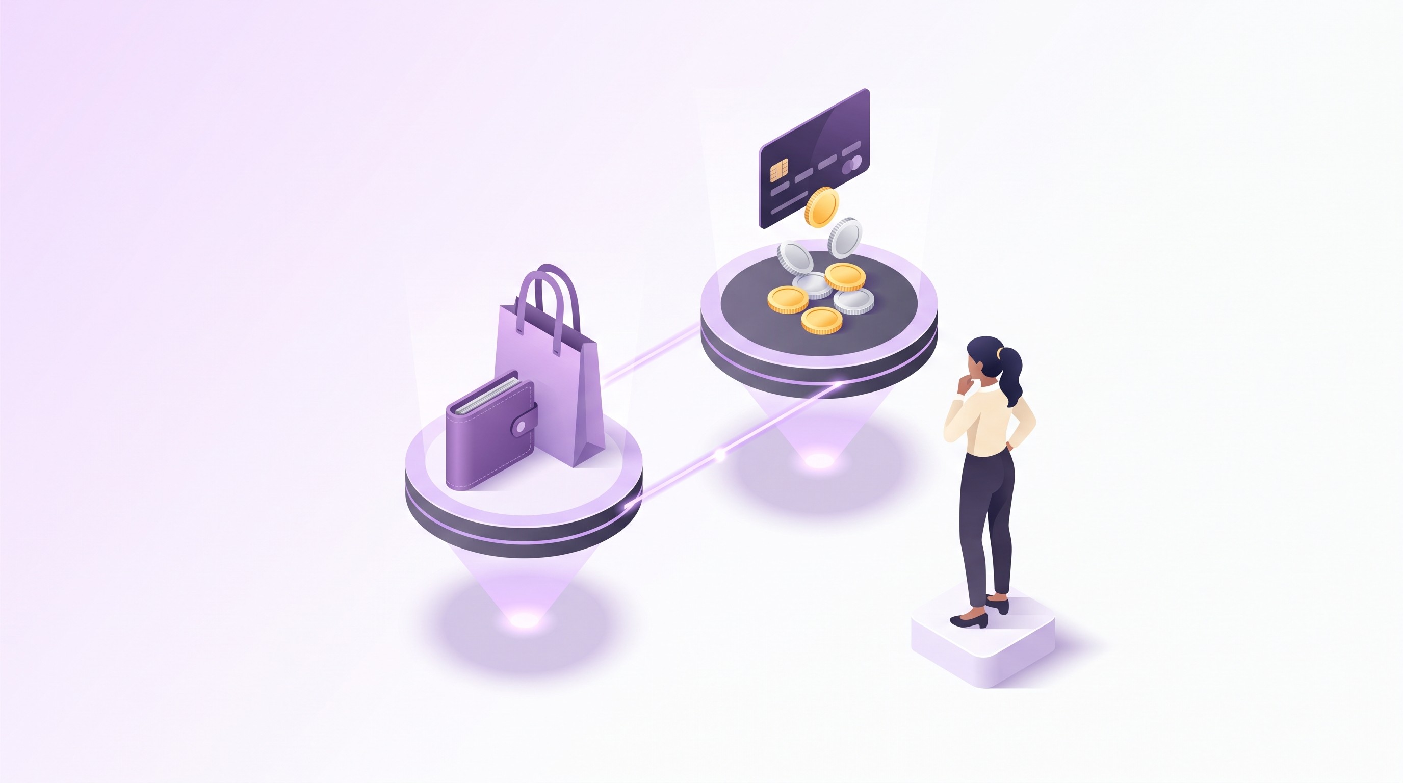 Merchant comparing retained credit with returned cash