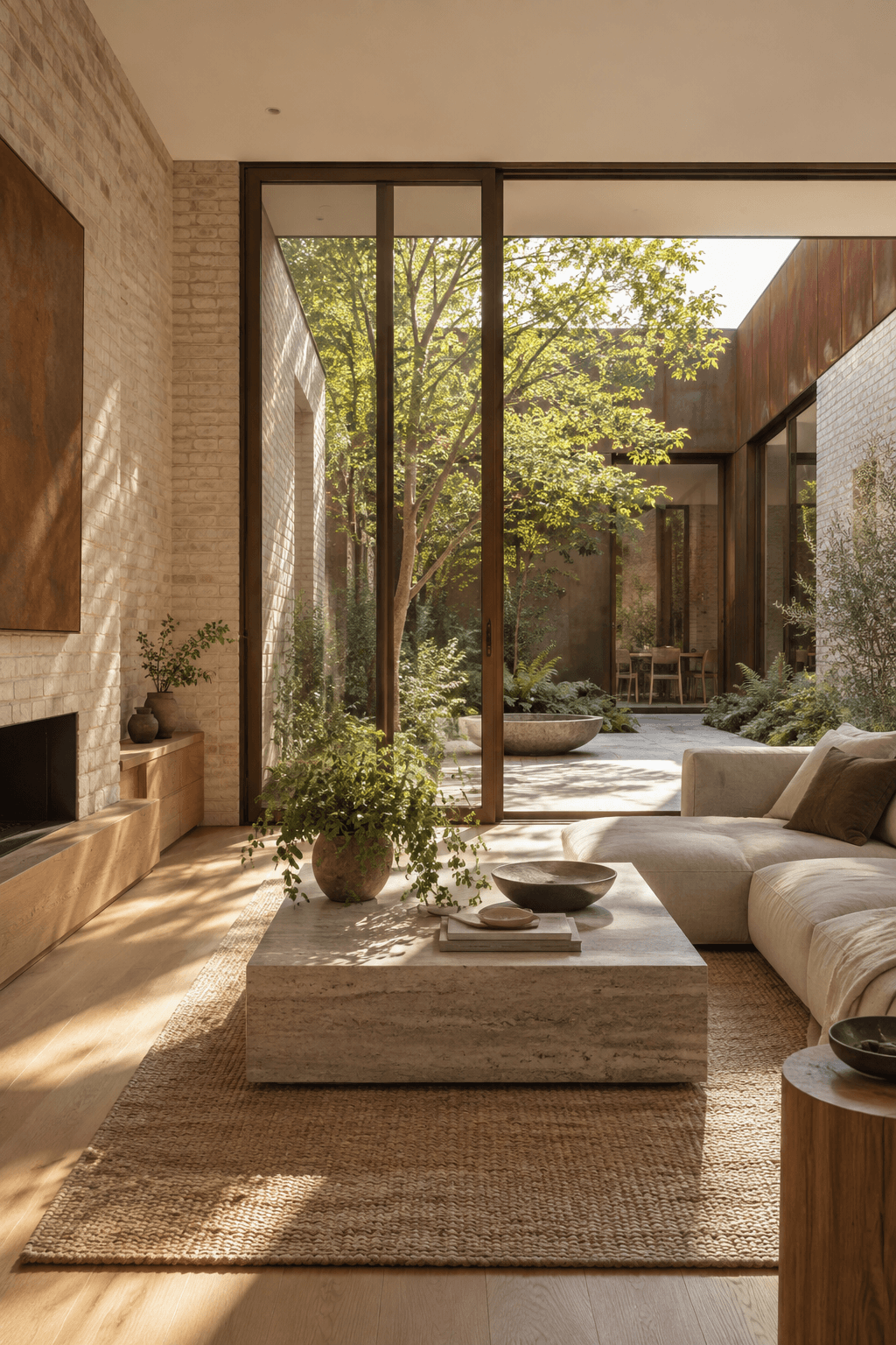 Living space at Corten Courtyard House