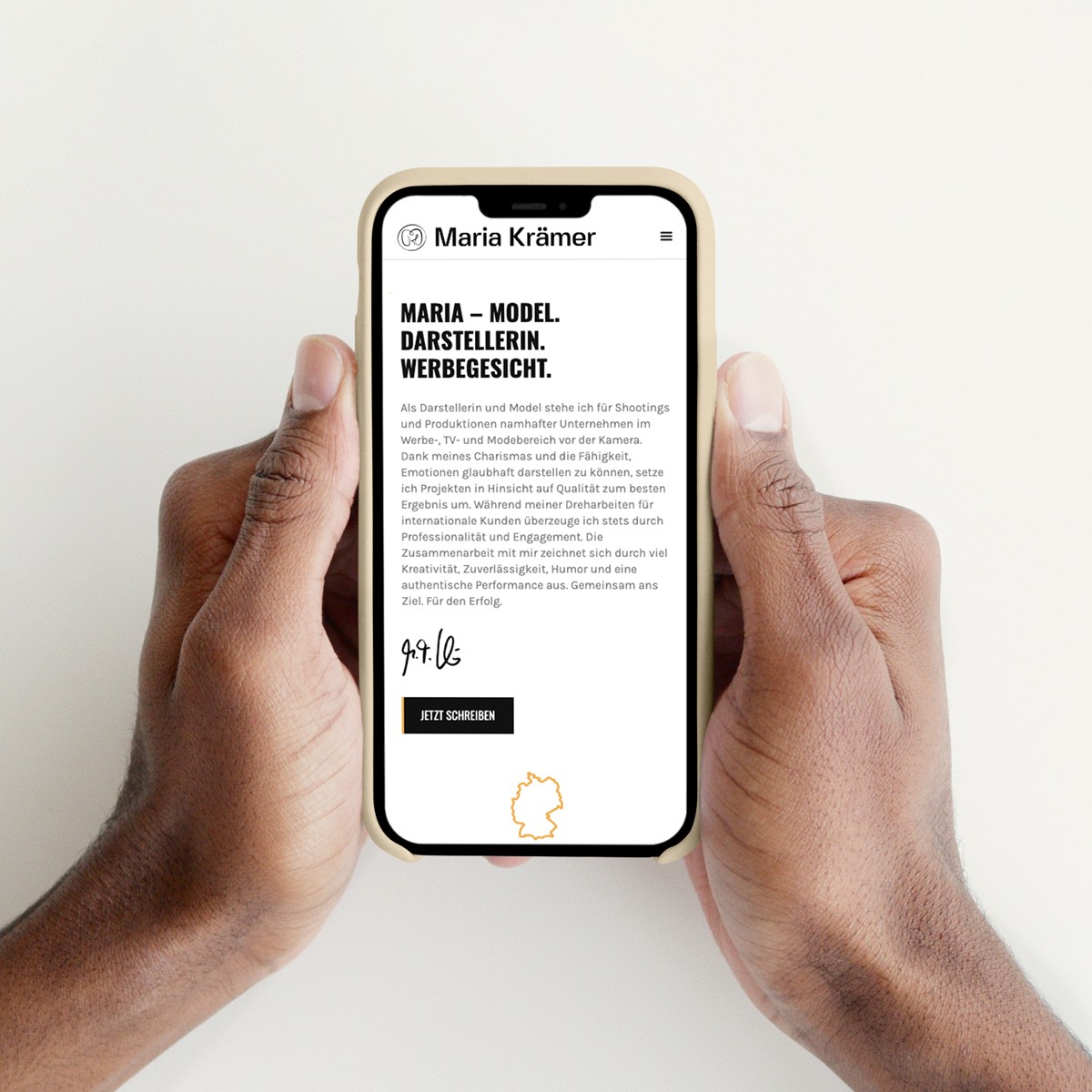 Mockup von einem Smarthone auf der Seite Maria-kraemer.de