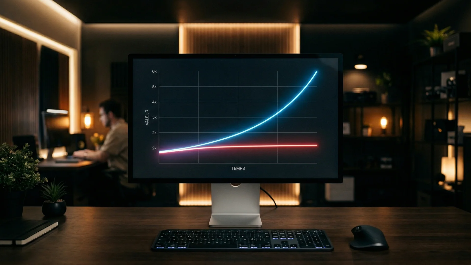 Graphique illustrant la rentabilité d'un site web comme investissement business.