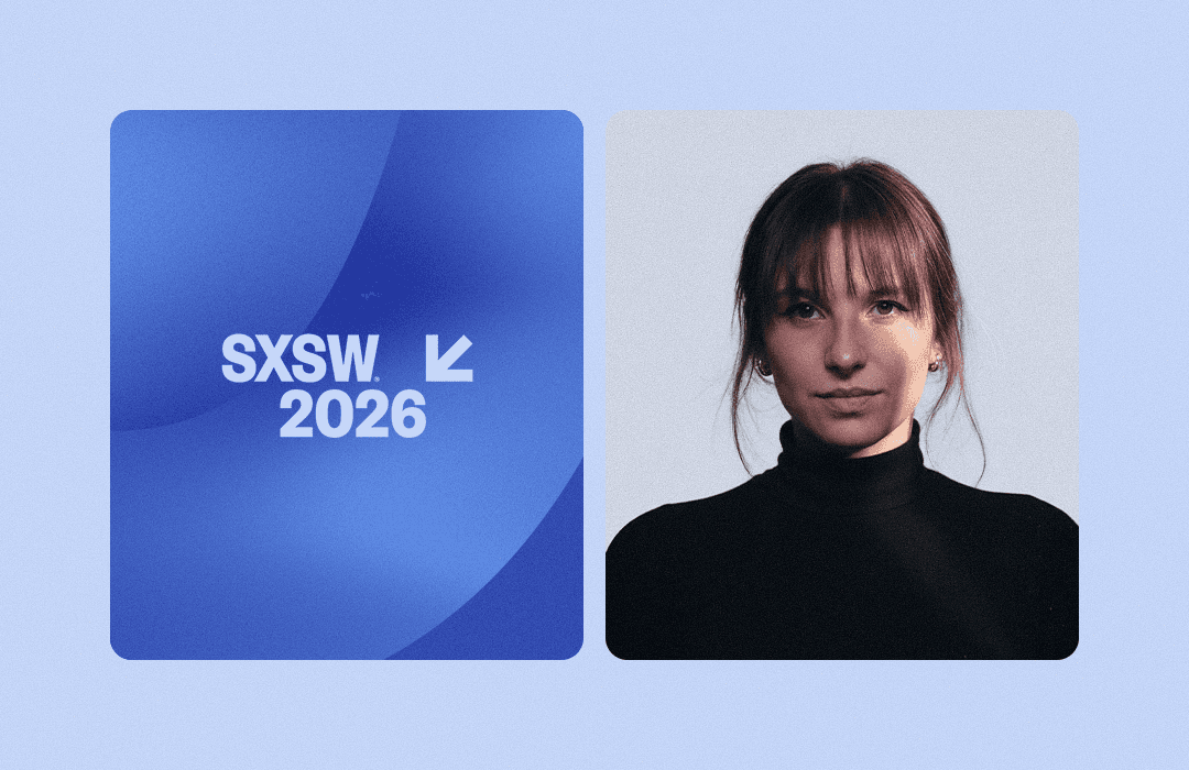 Logotipo do evento SXSW 2026 ao lado do retrato de Giselle Trevisan, autora do artigo.