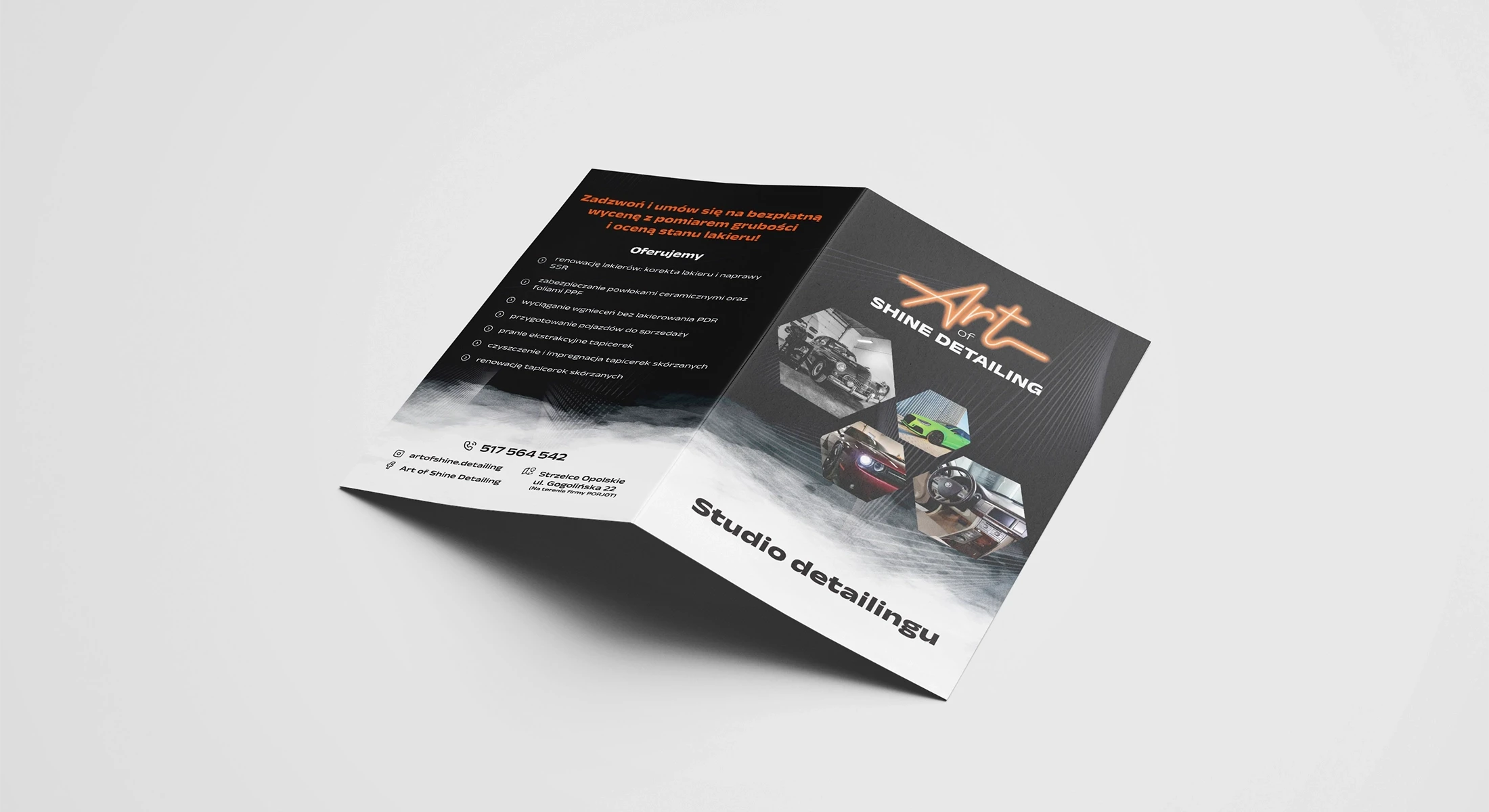 Materiały reklamowe Art of Shine Detailing - ulotka składana A5