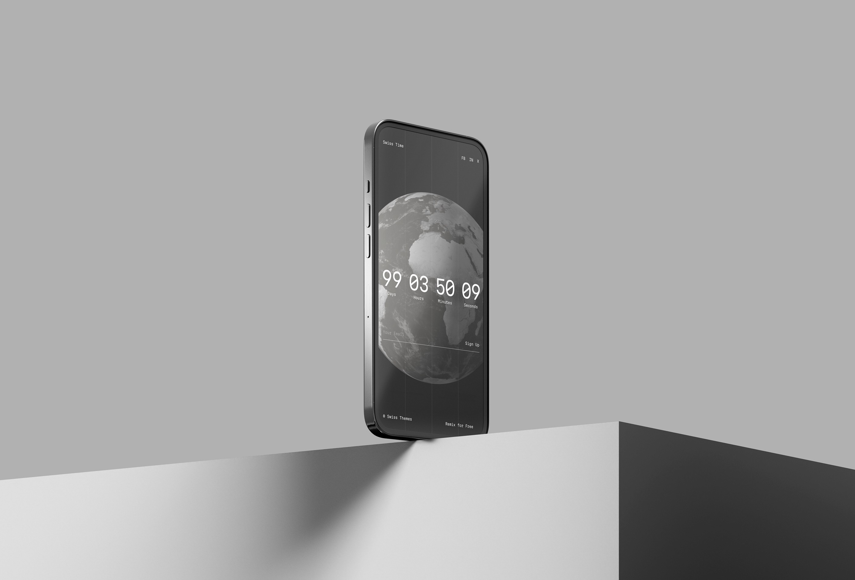 Swiss Time Framer Template Mockup: Mobile View on Phone