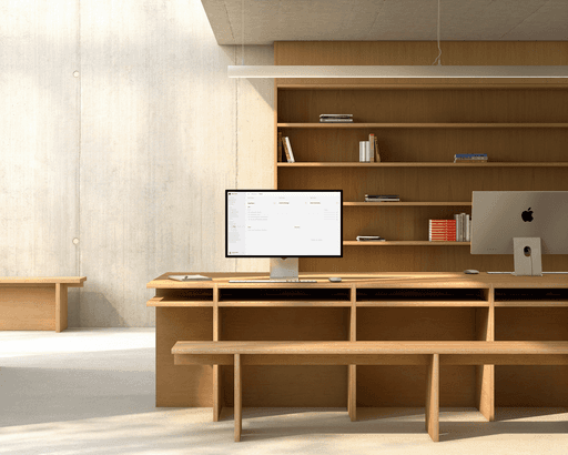 Sophia SaaS dashboard UI mockup displayed in a minimal interior workspace