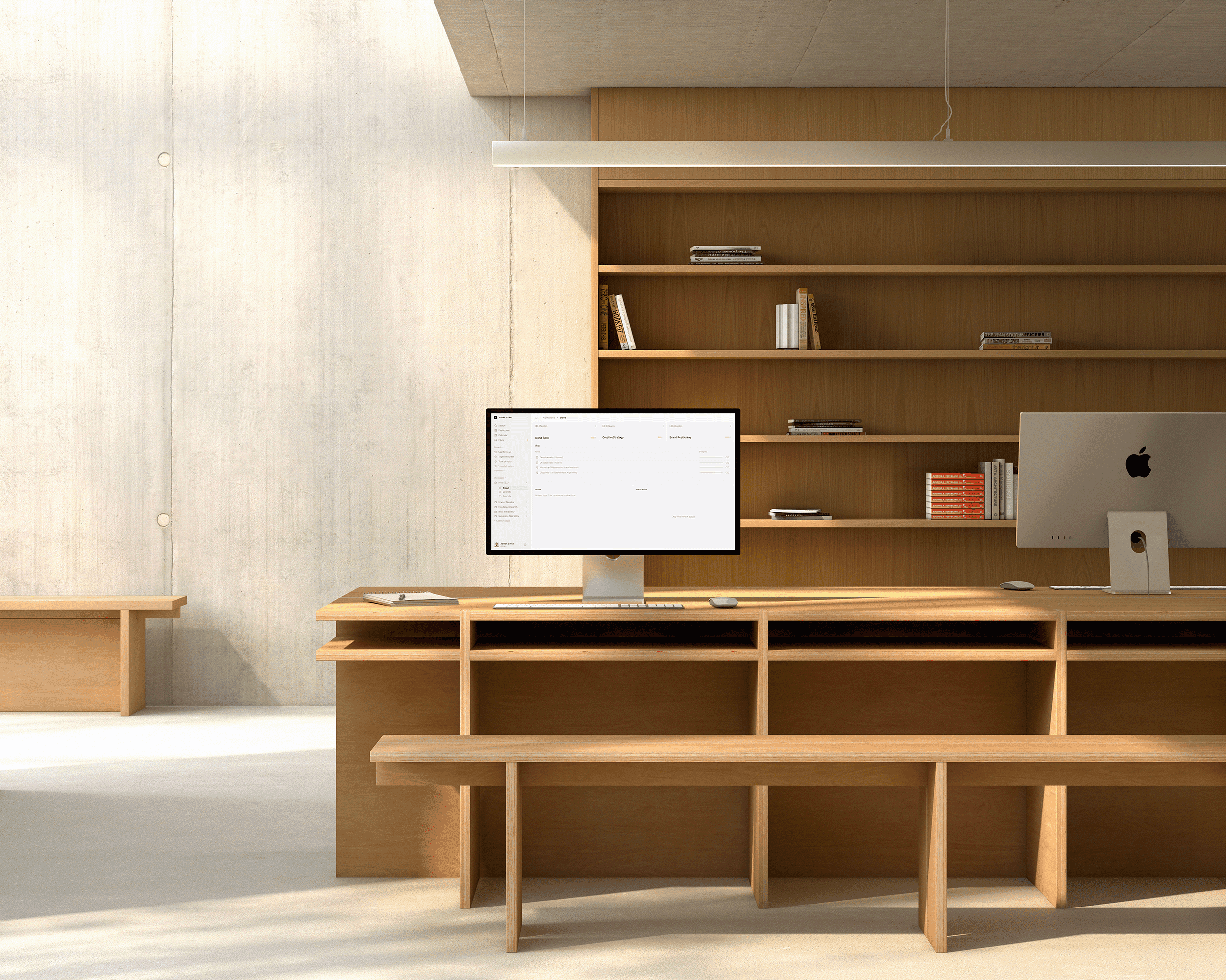 Sophia SaaS dashboard UI mockup displayed in a minimal interior workspace