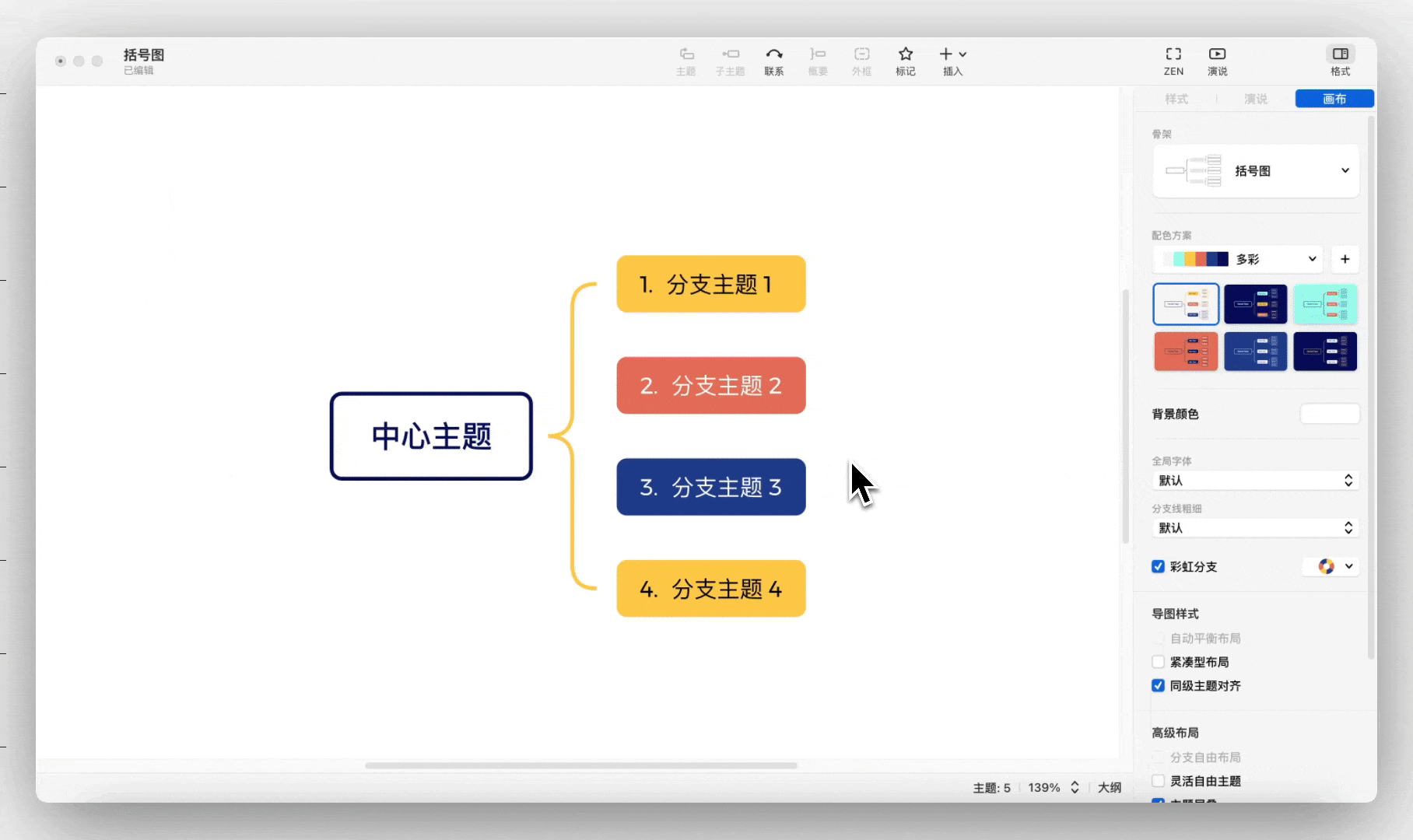 思维导图编号功能示例