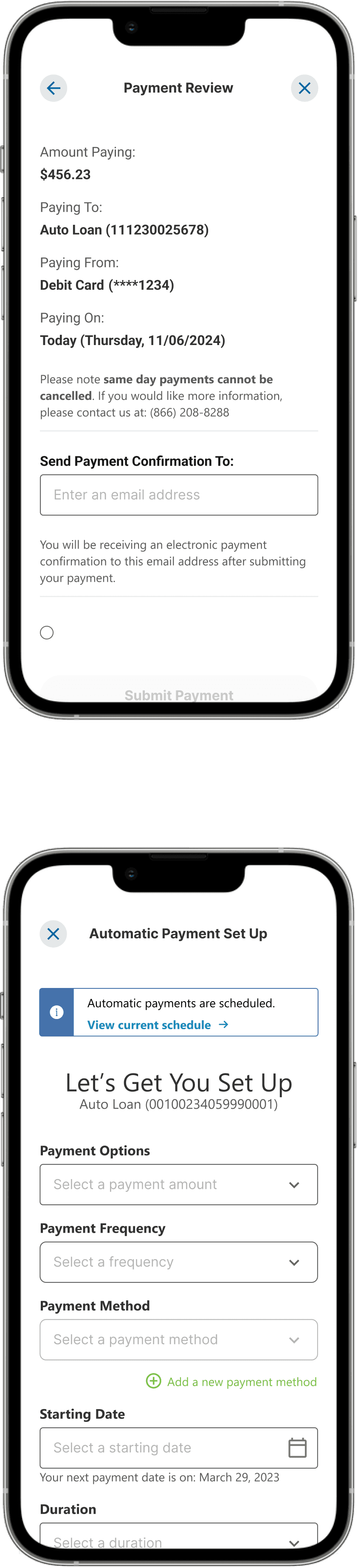 image of two phones for online banking at Crescent Bank