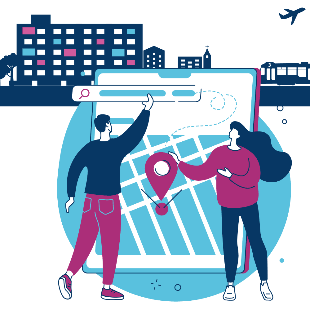 Carte illustrée de Rezé pour pages locales d’artisans et indépendants