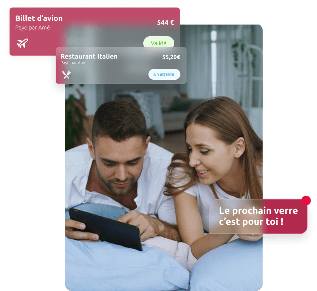 Illustration d’un couple gérant leurs dépenses ensemble avec Heqta