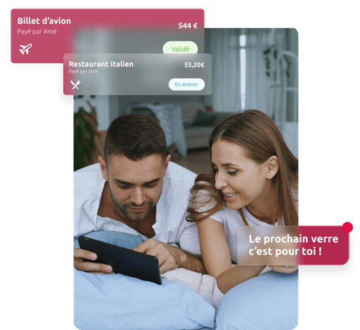 Illustration d’un couple gérant leurs dépenses ensemble avec Heqta