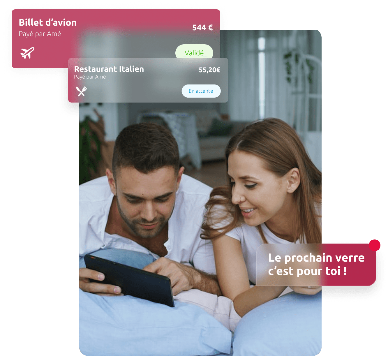 Illustration d’un couple gérant leurs dépenses ensemble avec Heqta