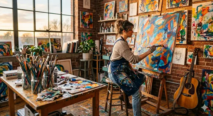 woman painting in studio bradenton