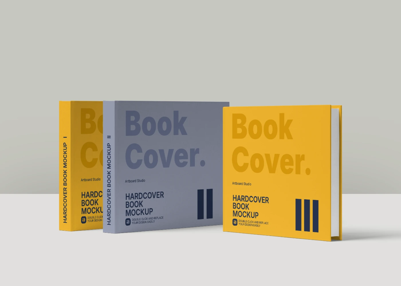 Hardcover book mockups from front view