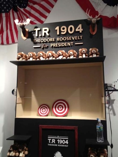 target stand with small teddy bears as prise