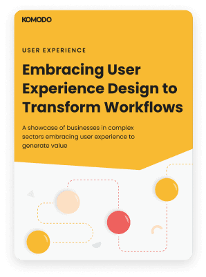 an image of a mockup front cover of the whitepaper Embracing UX Design to Transform Workflows