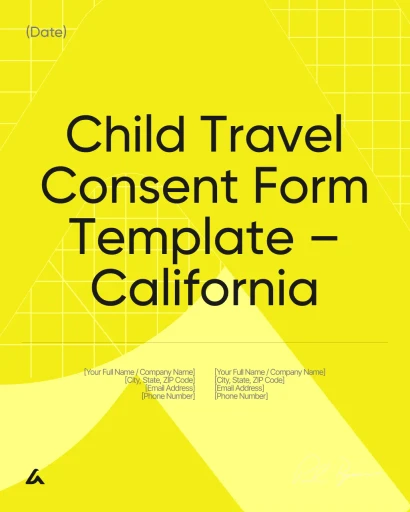 Child Travel Consent Form Template – California