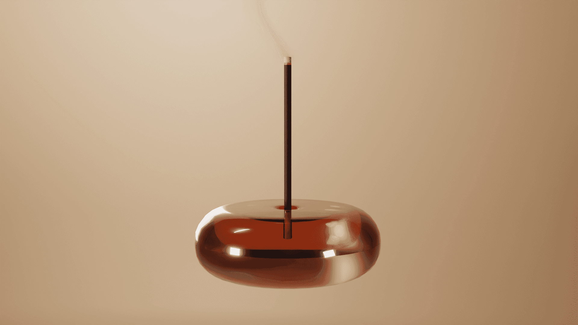 A 3D render of Gentle Habit's incense holder and incense in studio lighting