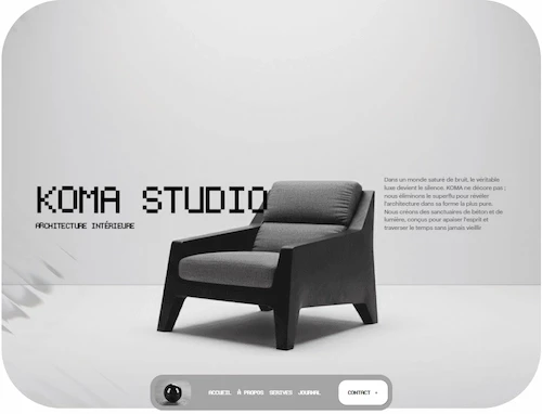 Projet Koma Studio – Site web architecture intérieur par Whiscat Studio