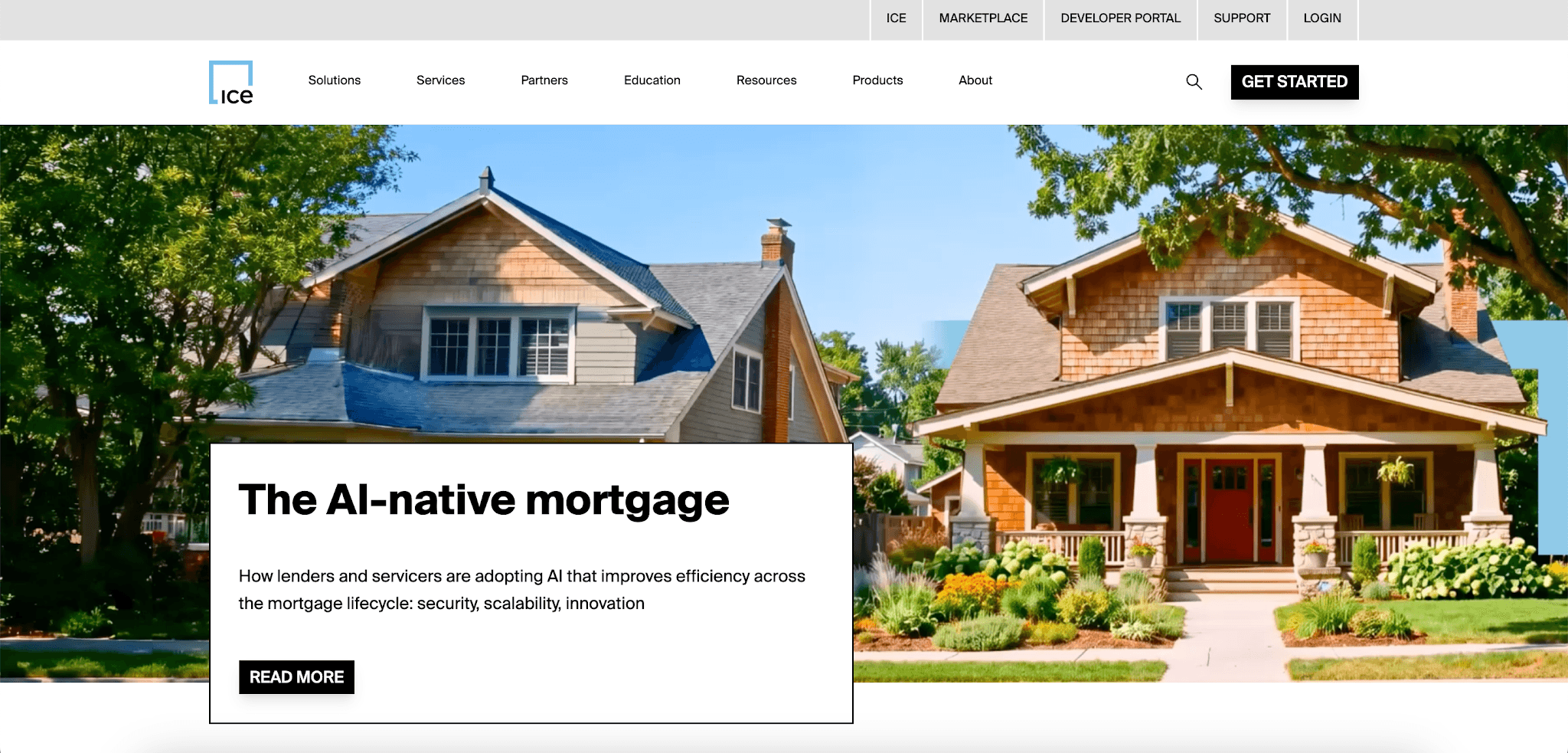 ICE Mortgage Technology web homepage