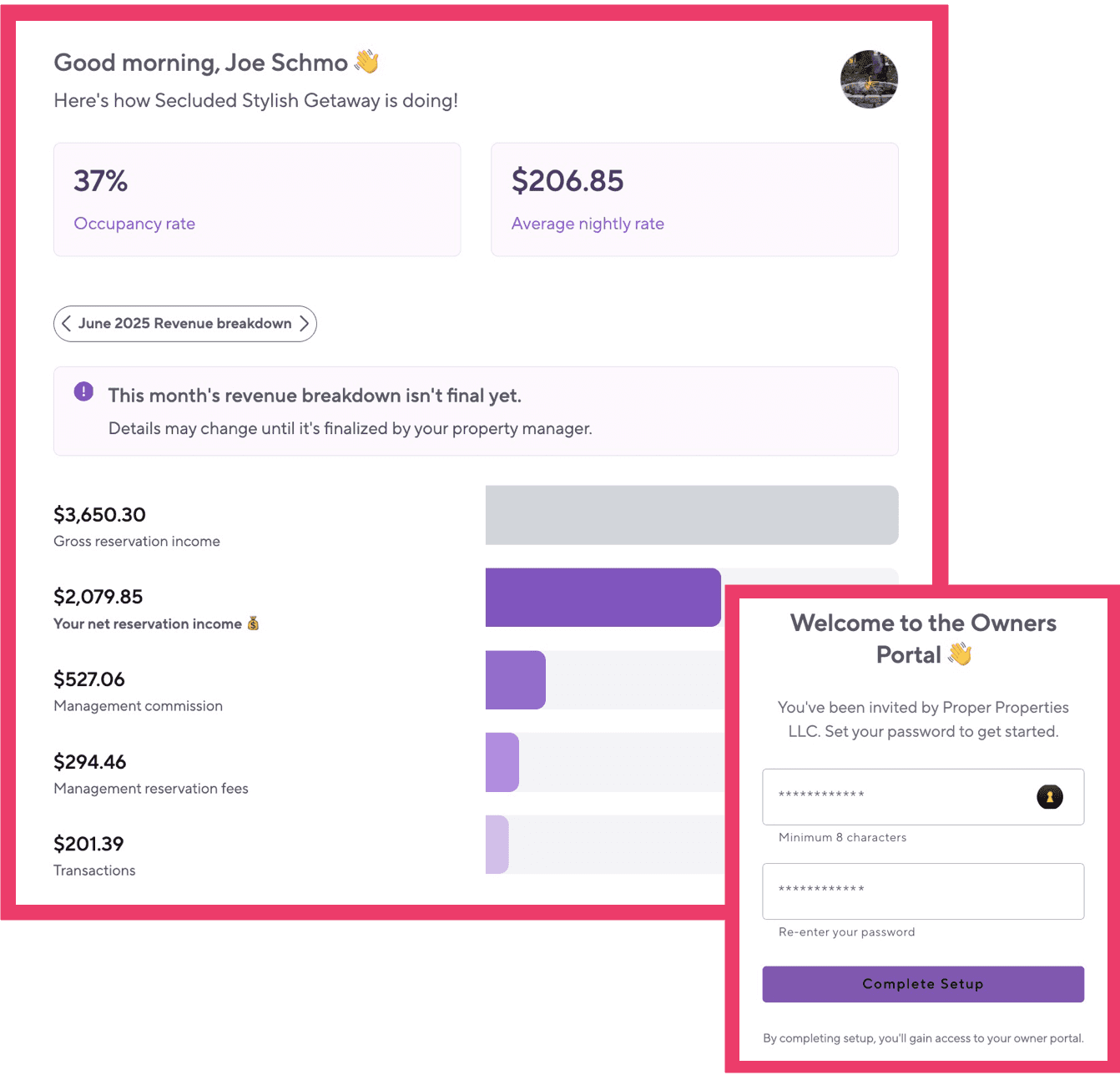 Hospitable owner portals UI