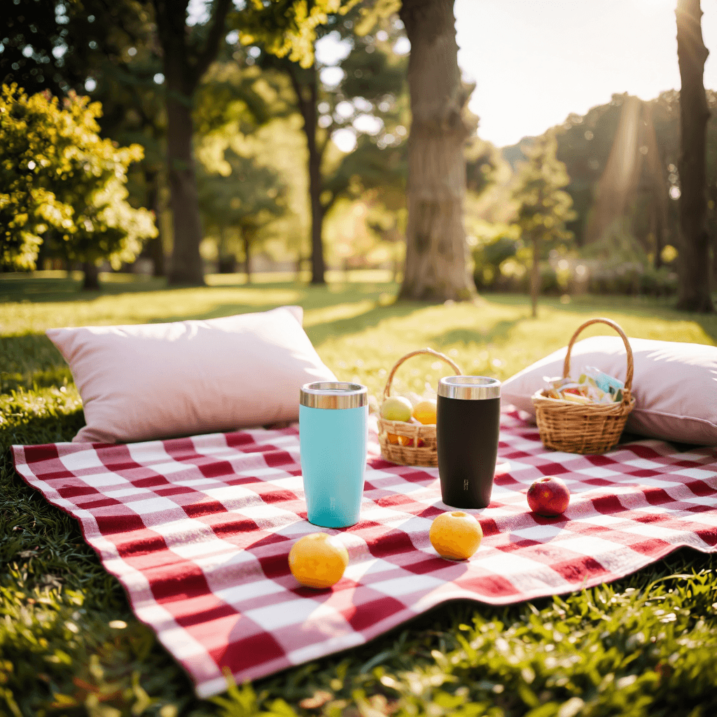 product photography of travel mugs