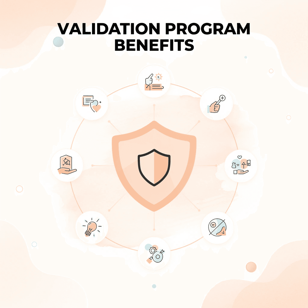 Infographic showing validation program benefits with shield protection - SEO Agency For Accountants