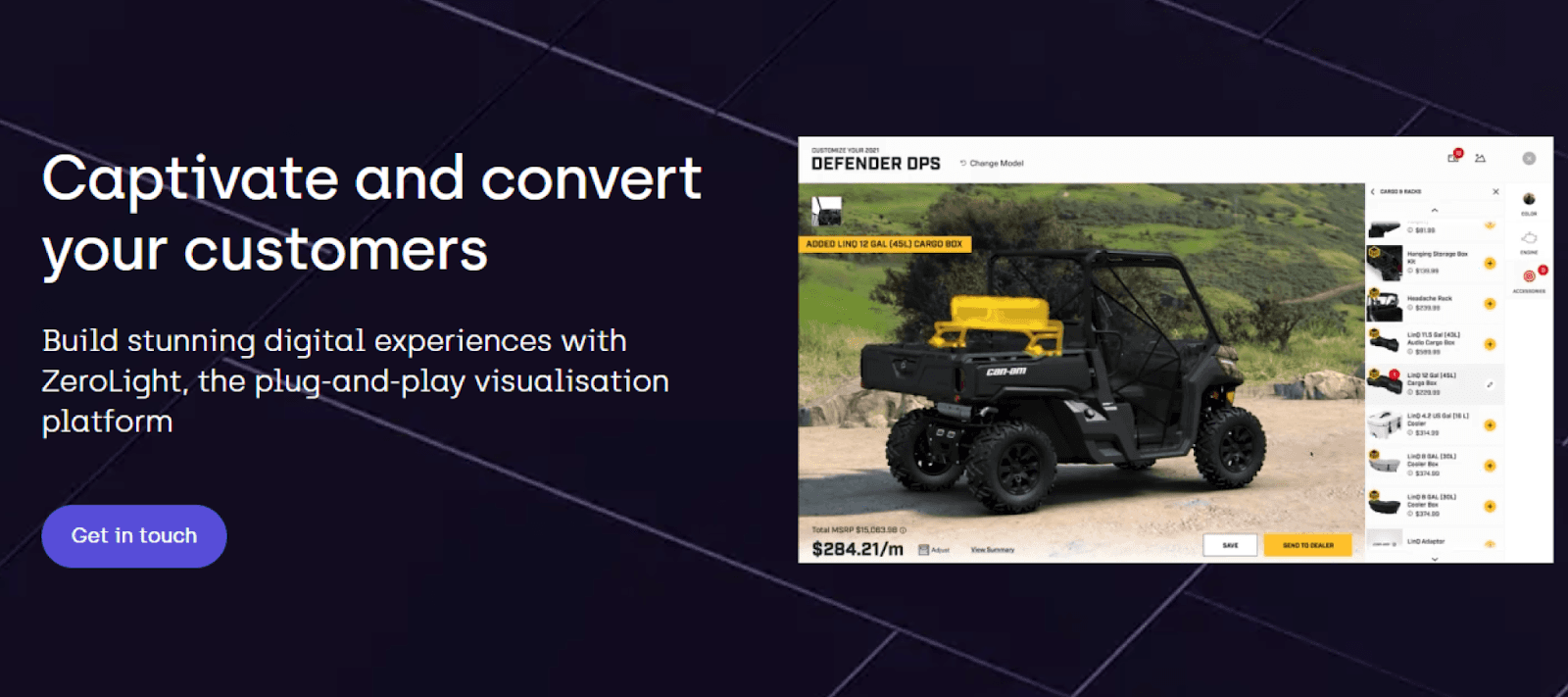 ZeroLight, featured in the article 'Top 11 VR Development Companies of 2025,' is a leading platform specializing in augmented reality and virtual reality development for the automotive industry. The company creates immersive digital experiences through omnichannel vehicle configurators, cloud streaming solutions, and interactive CGI tools. ZeroLight collaborates with top automotive brands like Audi AG, Pagani Automobili, and Lucid Motors to enhance customer engagement with AR and VR technology. By integrating virtual reality and augmented reality solutions, ZeroLight empowers brands to offer personalized, interactive experiences that redefine the automotive purchasing journey, solidifying its position as a pioneer in AR and VR development for enterprise applications.